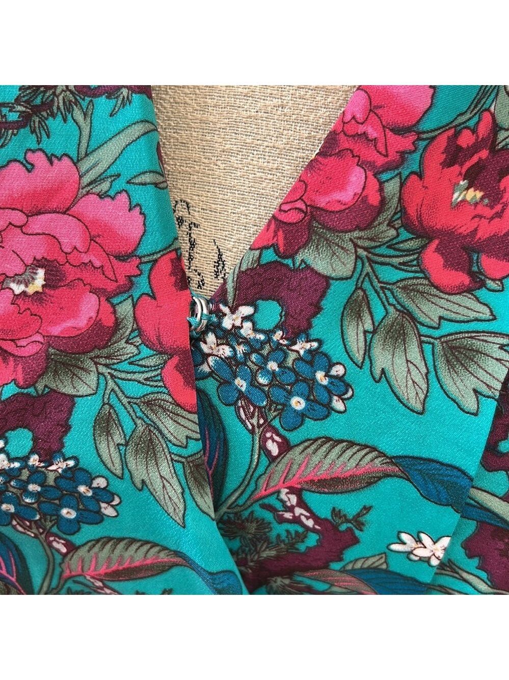 ASOS Floral Teal Cap Sleeve Romper Size 4 - Picture 4 of 13